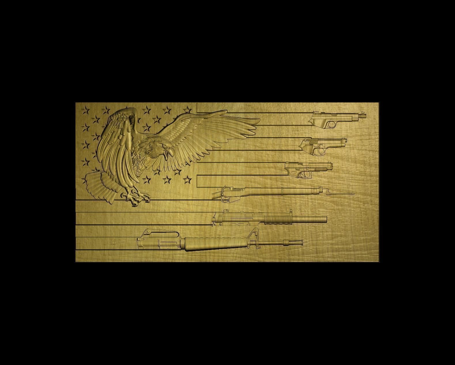 Flag Eagle Weapon 3d Model for cnc machines and 3d printers 3D model_13