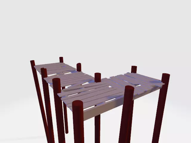 Wooden Dock Low-poly 3D model_0