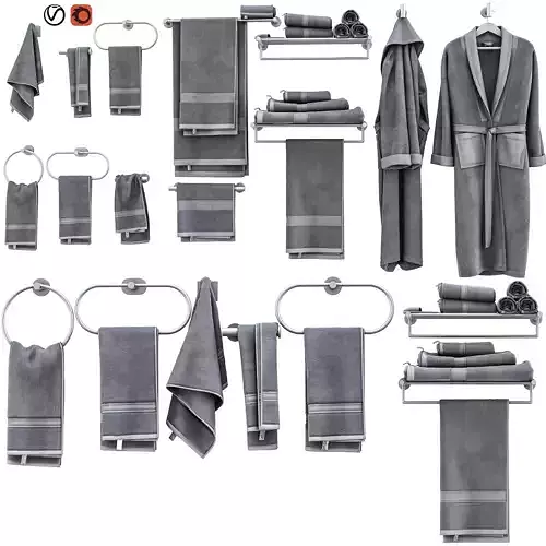 Bathroom towel set 01 3D model