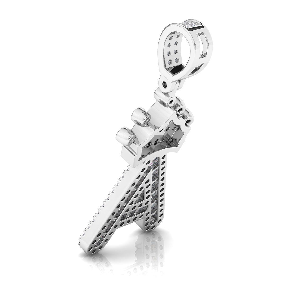 Crown Initial  A  Letter Pendant 3D print model_7