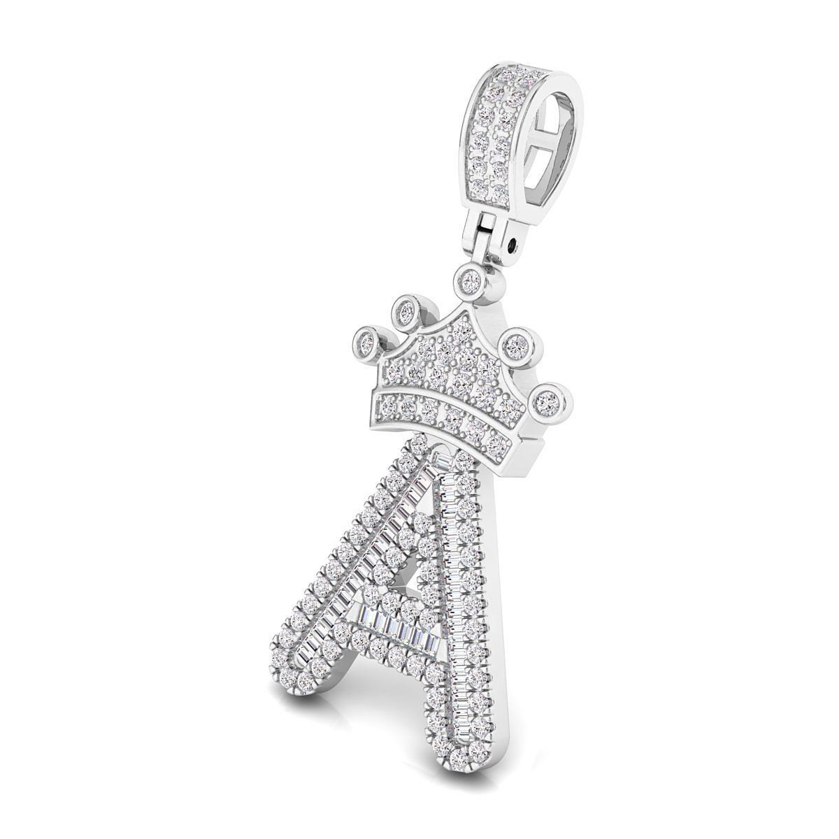 Crown Initial  A  Letter Pendant 3D print model_4