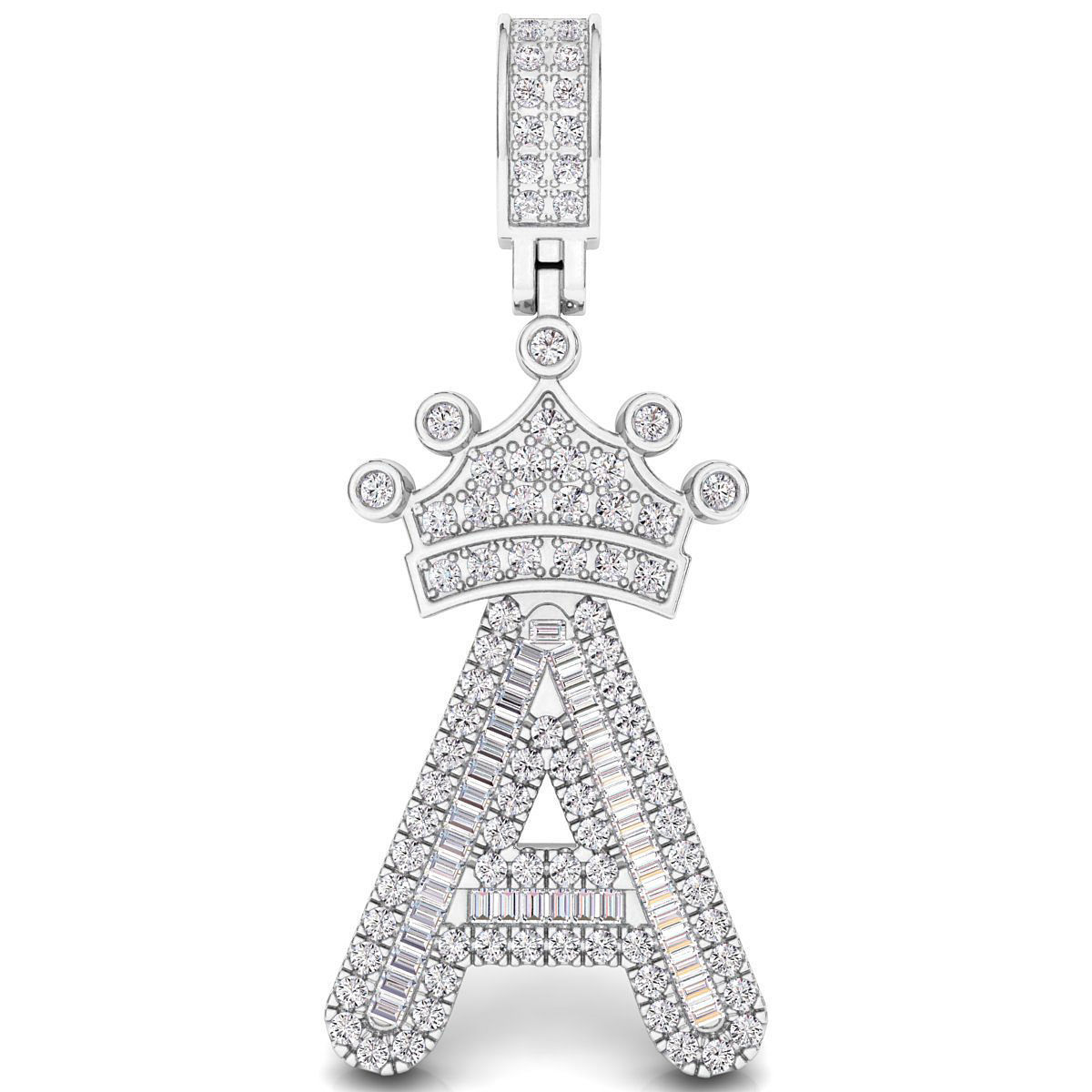 Crown Initial  A  Letter Pendant 3D print model_2