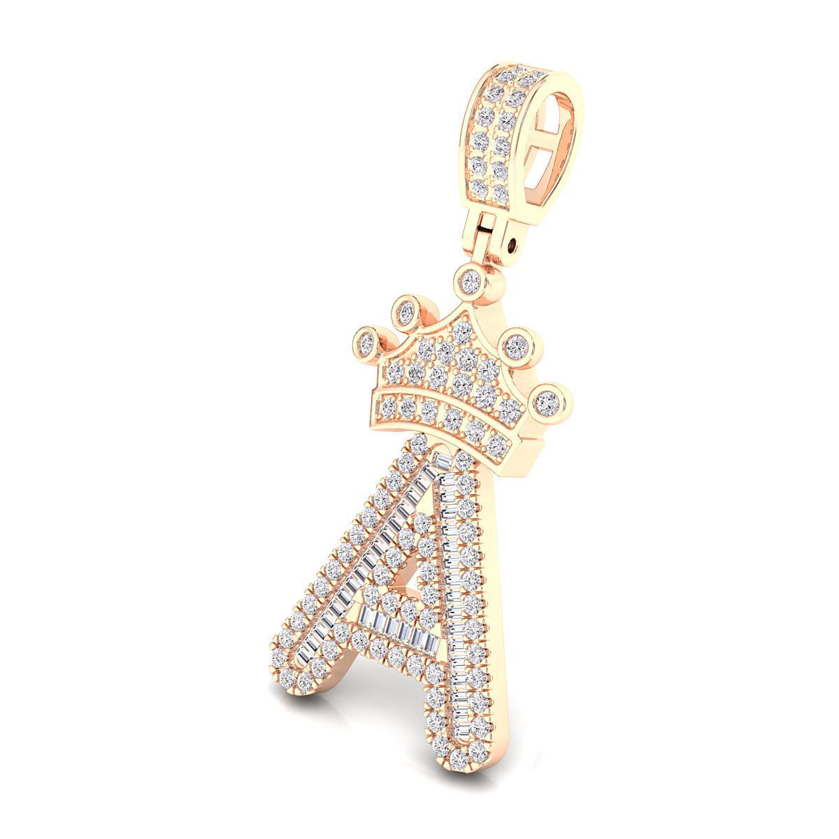 Crown Initial  A  Letter Pendant 3D print model_5