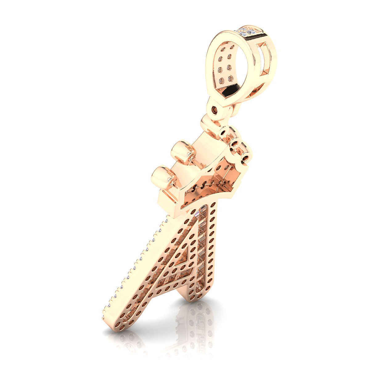 Crown Initial  A  Letter Pendant 3D print model_8