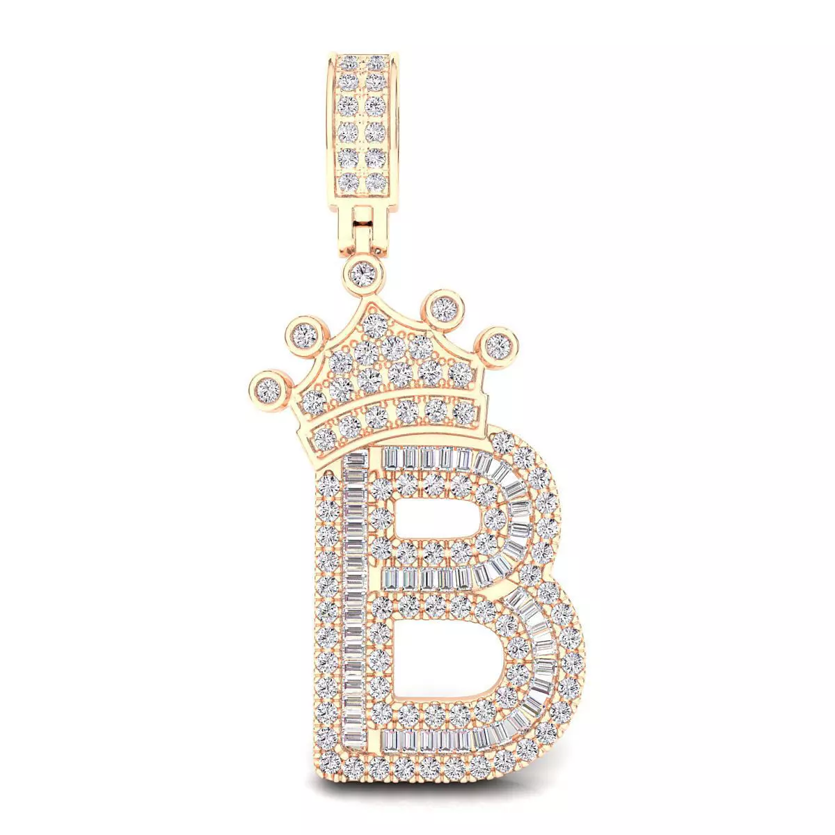 Crown Initial  B  Letter Pendant 3D print model_0