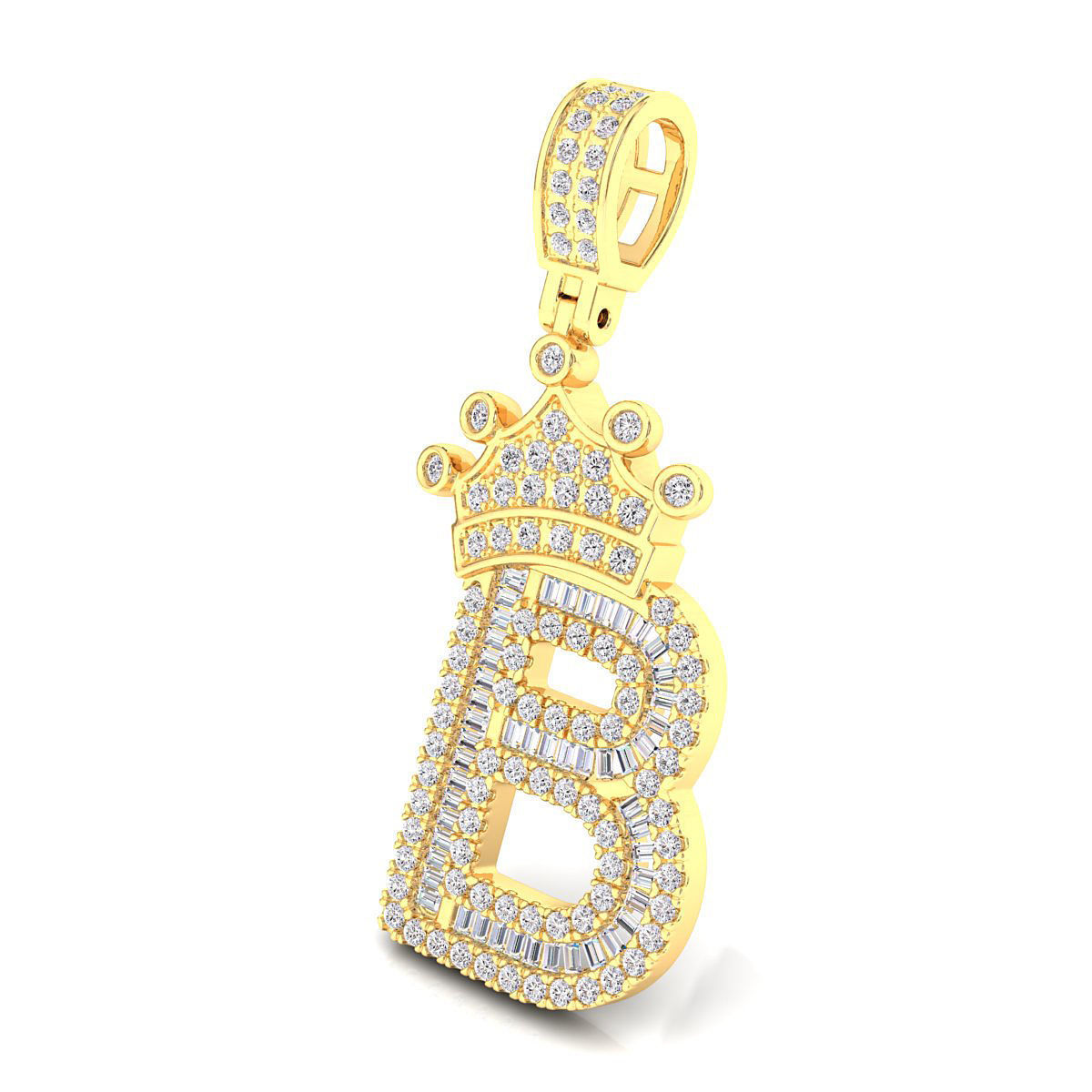 Crown Initial  B  Letter Pendant 3D print model_6