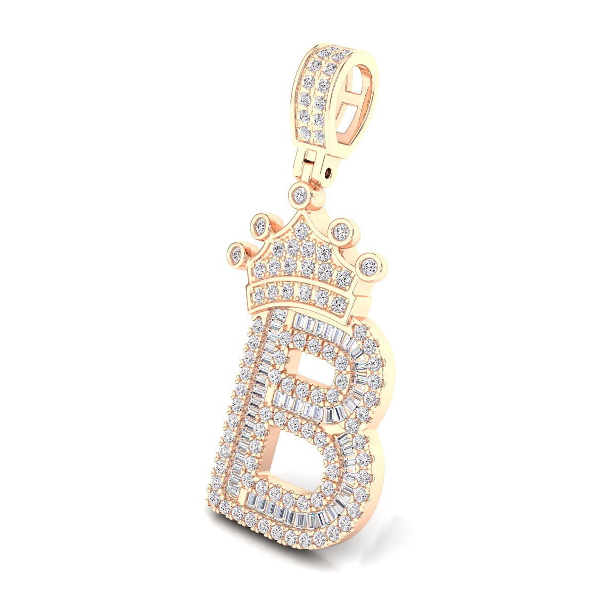 Crown Initial  B  Letter Pendant 3D print model_5