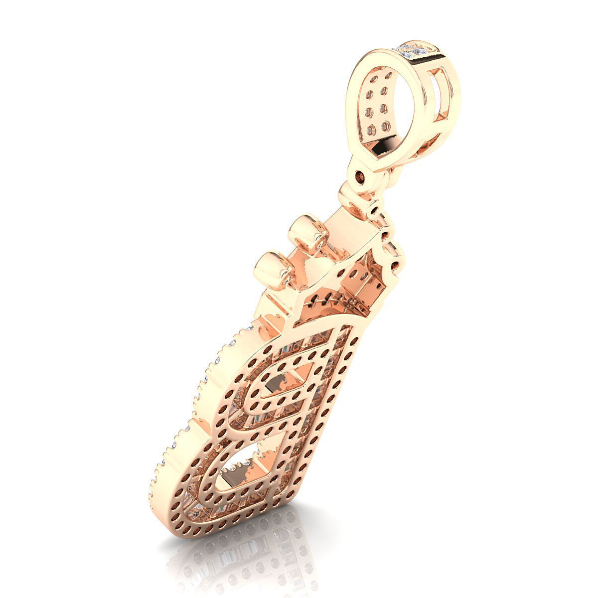 Crown Initial  B  Letter Pendant 3D print model_8