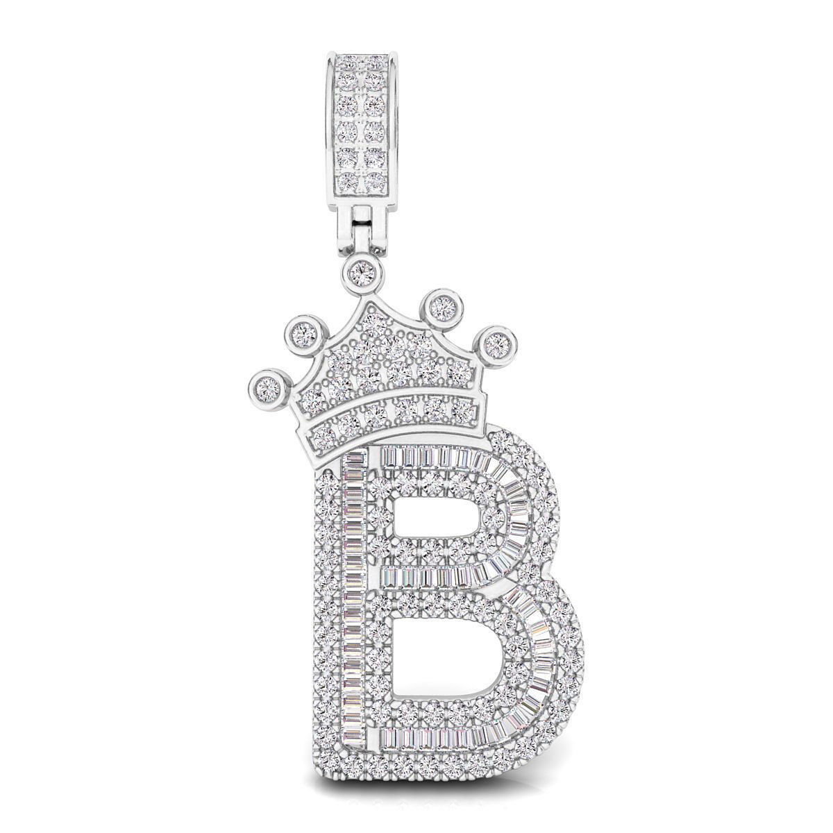 Crown Initial  B  Letter Pendant 3D print model_1