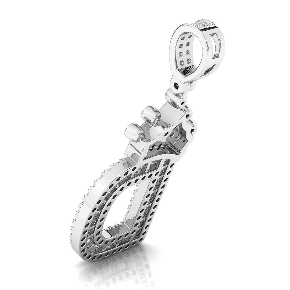 Crown Initial  D  Letter Pendant 3D print model_7