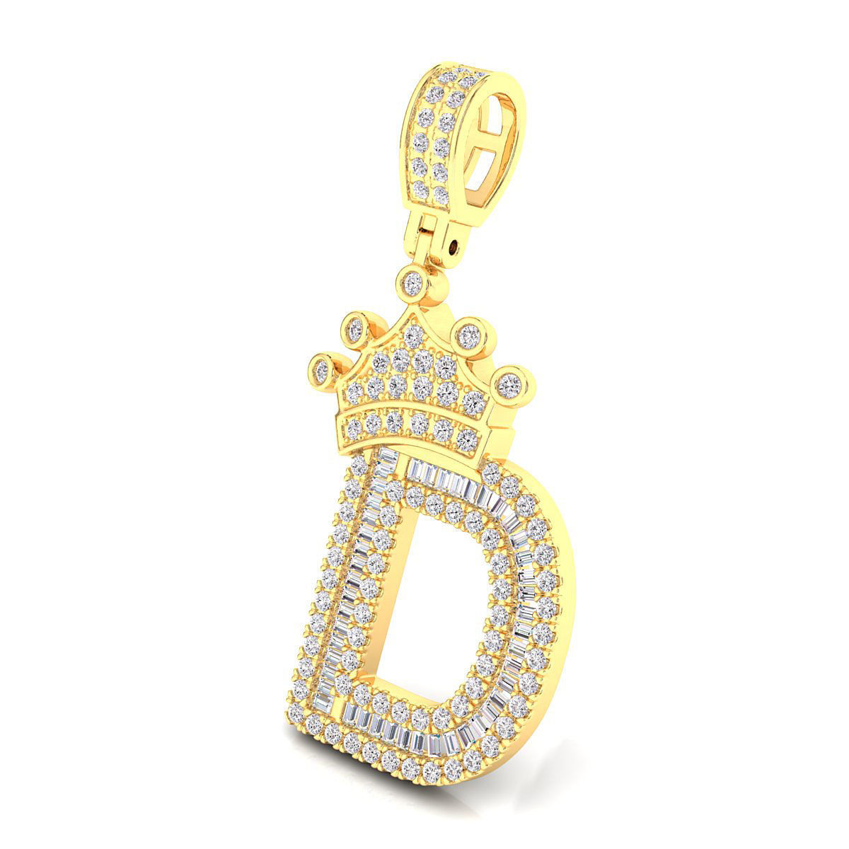 Crown Initial  D  Letter Pendant 3D print model_6