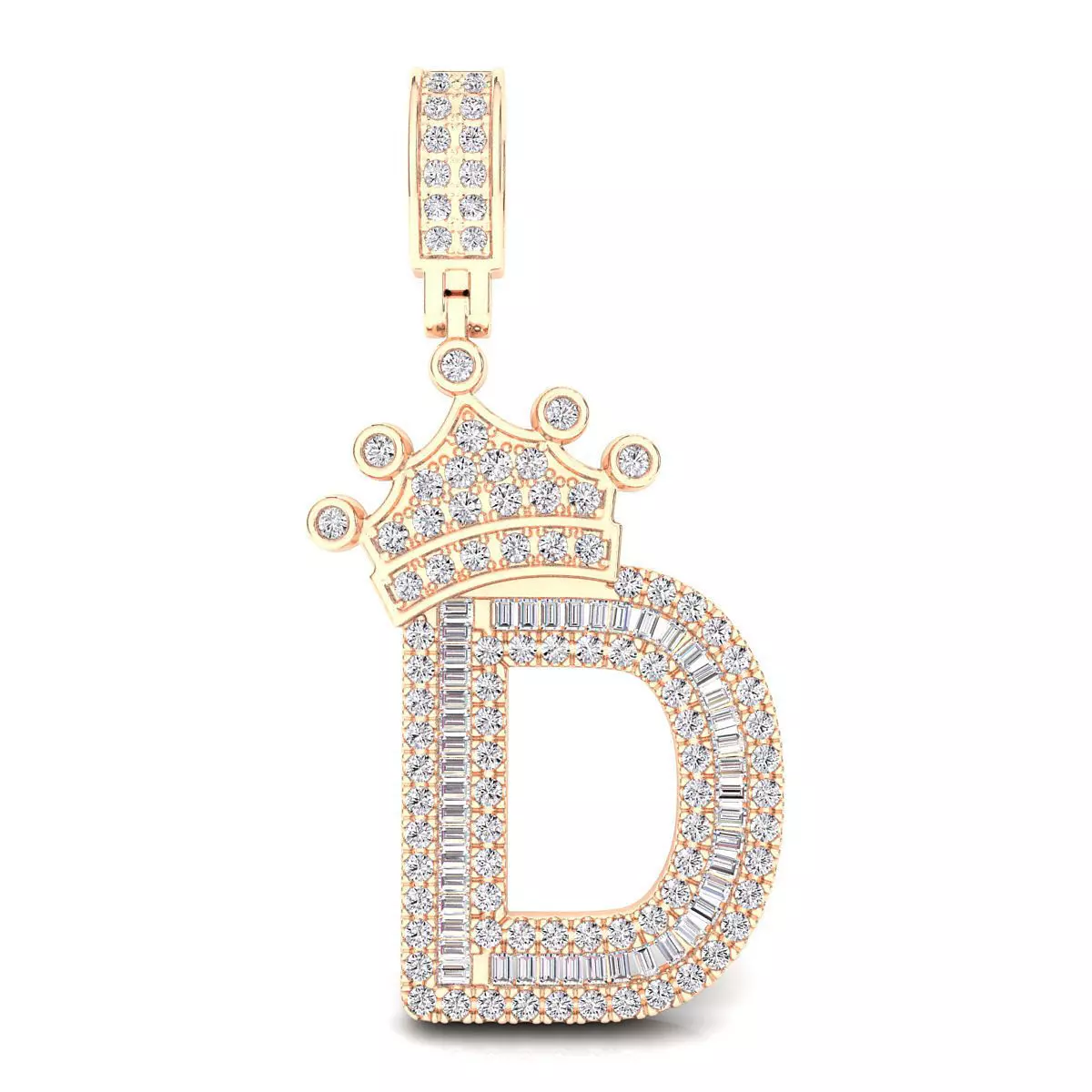 Crown Initial  D  Letter Pendant 3D print model_0