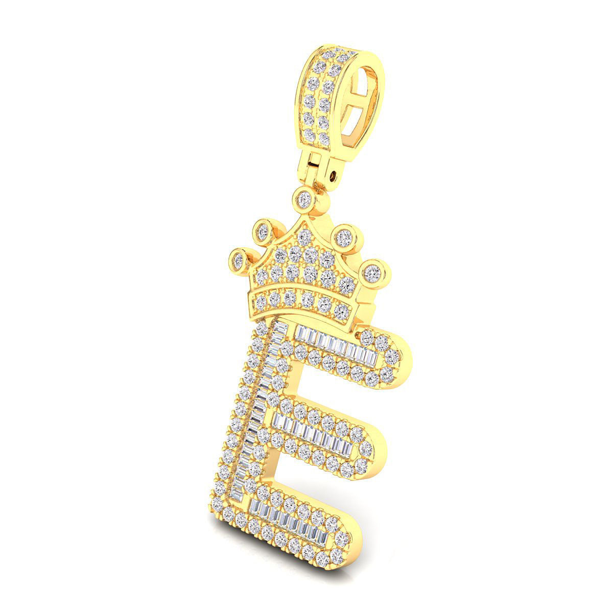 Crown Initial  E  Letter Pendant 3D print model_6