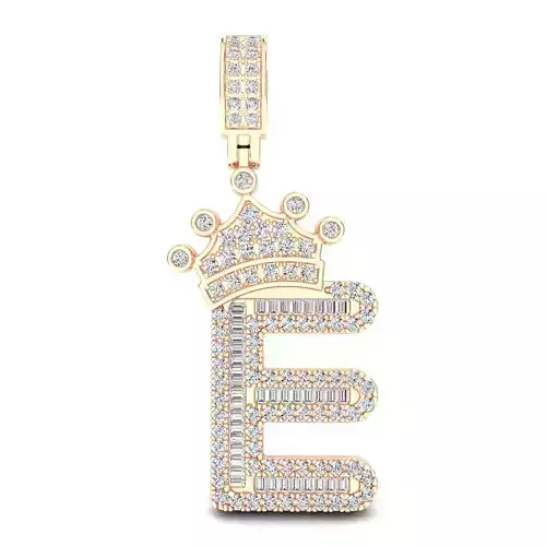 Crown Initial  E  Letter Pendant 3D print model