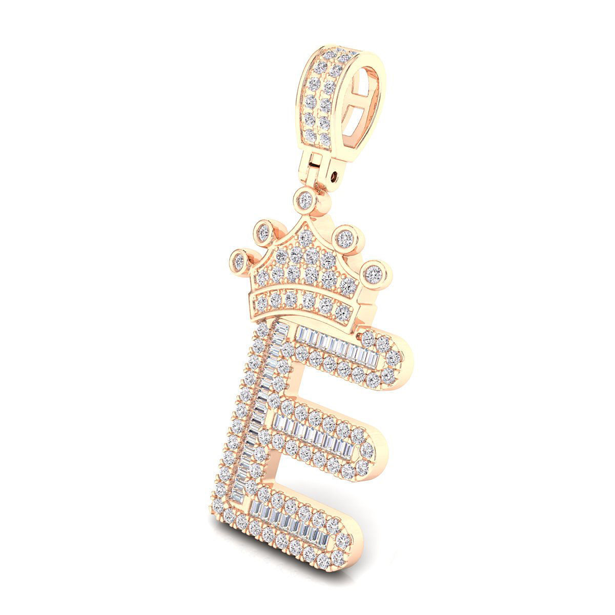 Crown Initial  E  Letter Pendant 3D print model_5