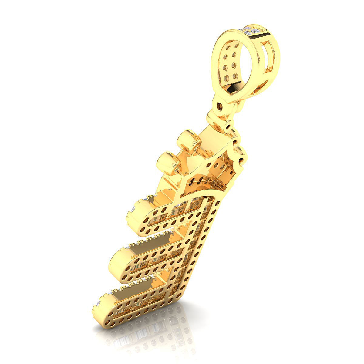 Crown Initial  E  Letter Pendant 3D print model_9