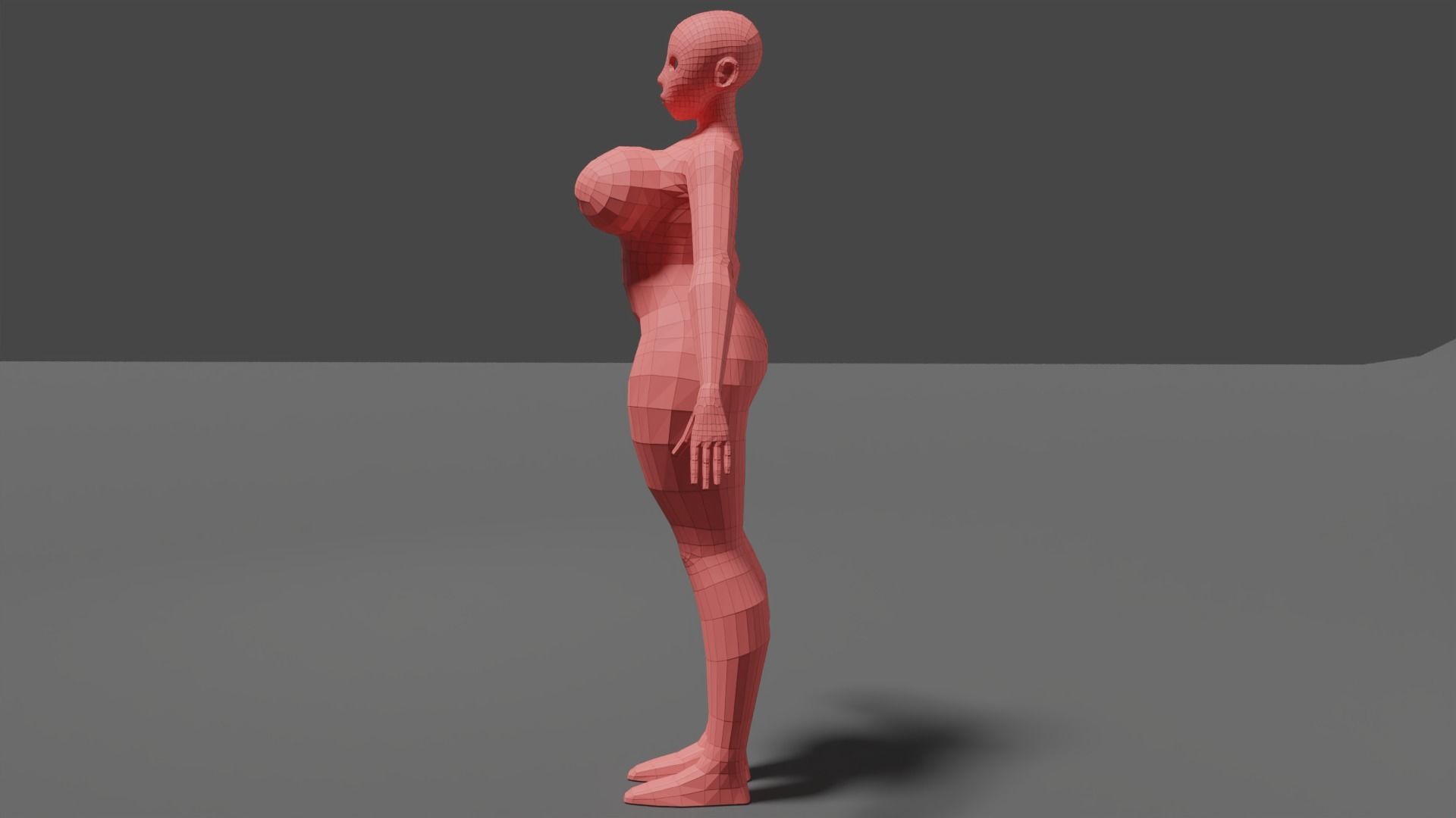 Stylized female character base mesh 3D model_2