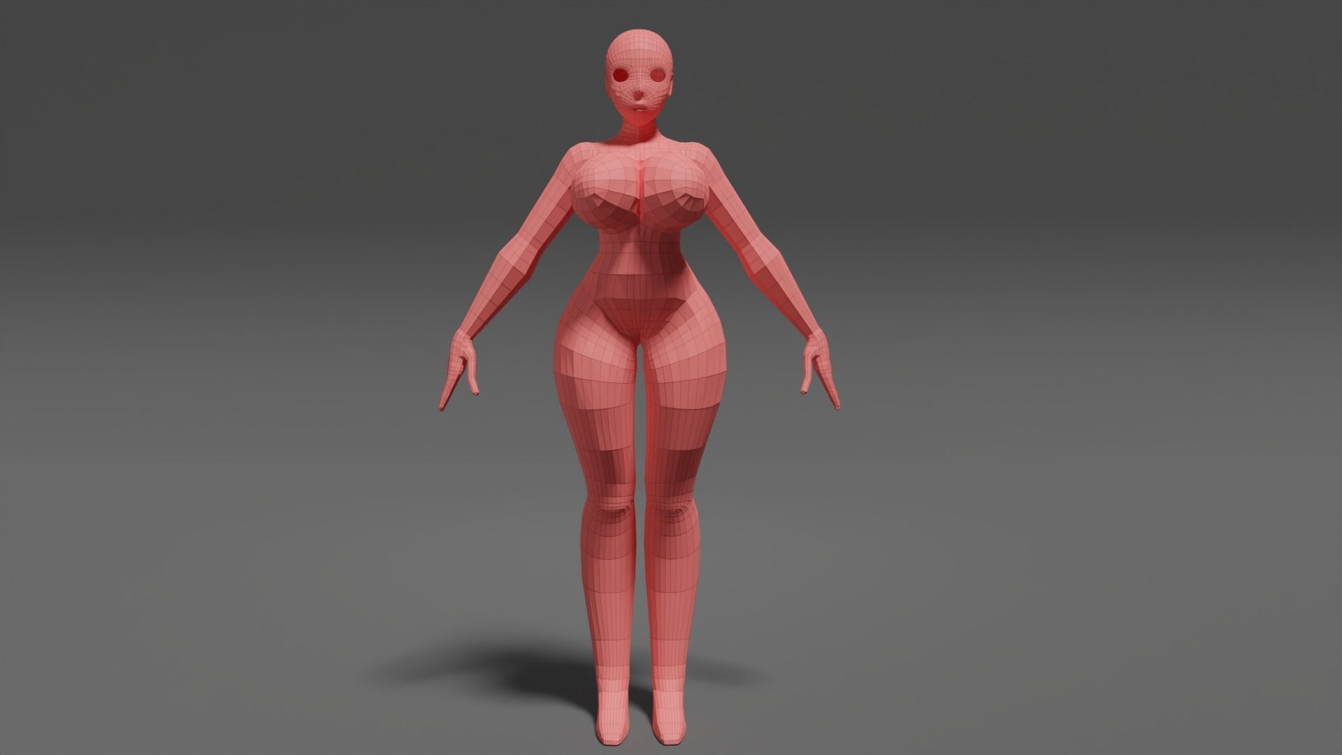 Stylized female character base mesh 3D model_1