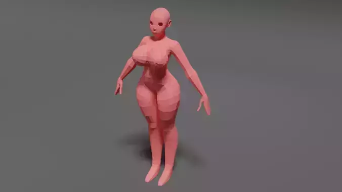 Stylized female character base mesh 3D model