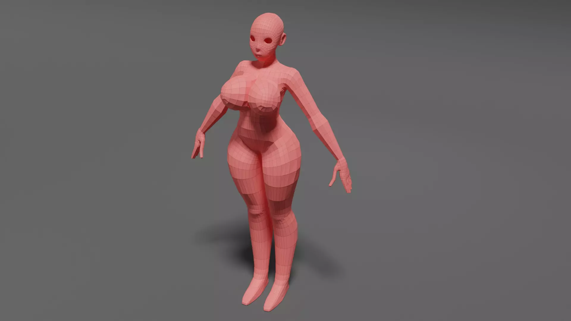 Stylized female character base mesh 3D model_0