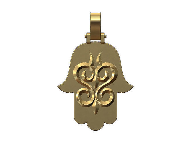 Floral pattern khmissa pendant with bail  3D print model