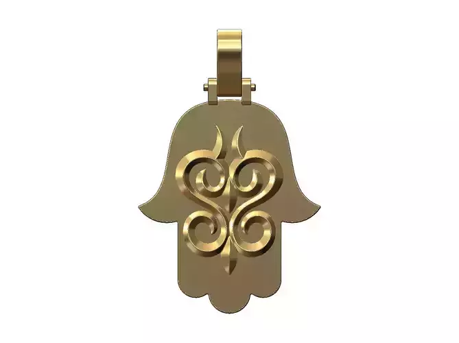 Floral pattern khmissa pendant with bail 