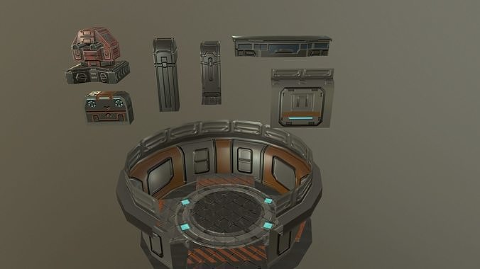 Sci-fi modular pack for mobile Low-poly 3D model