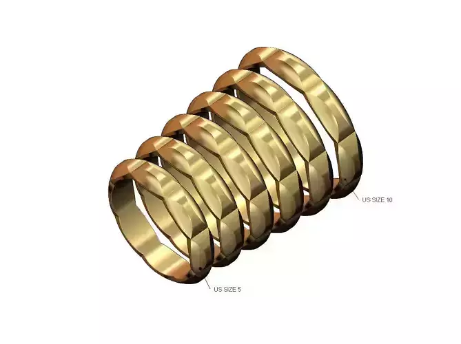 Side chamfred rounded cushion band US sizes 5to10