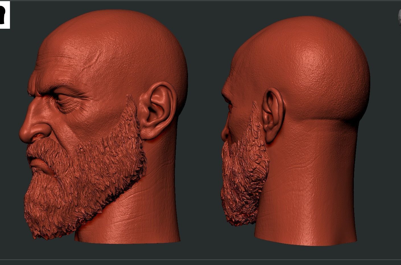 Kratos Head 3D print model_10