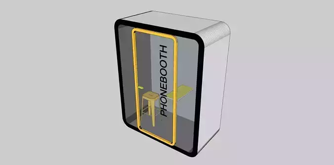 Phonebooth phone booth with door 3D model