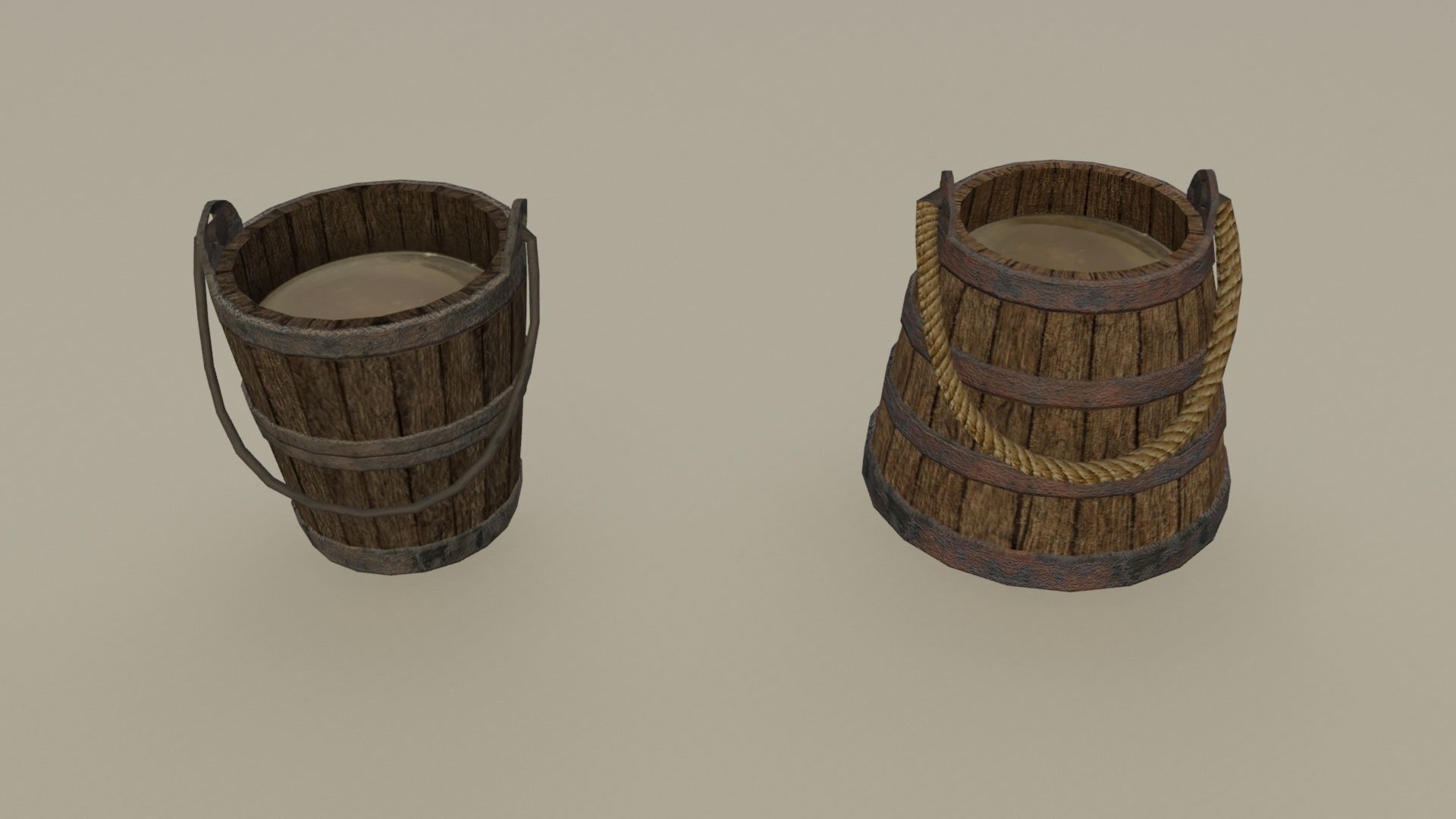 Medieval containers buckets mugs pack Low-poly 3D model_3
