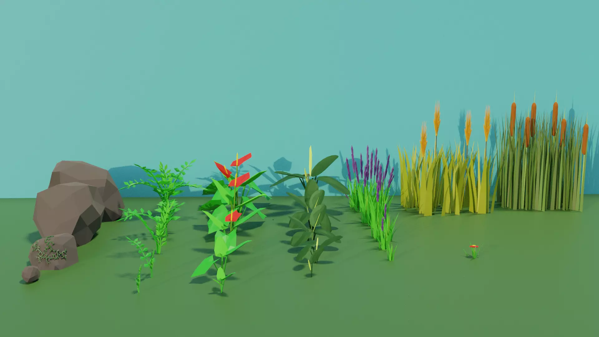 small plants collection Low-poly 3D model_0