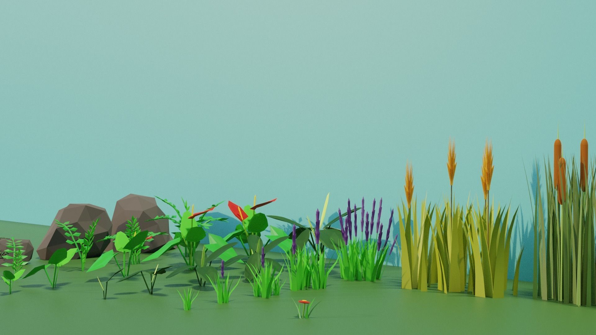 small plants collection Low-poly 3D model_18