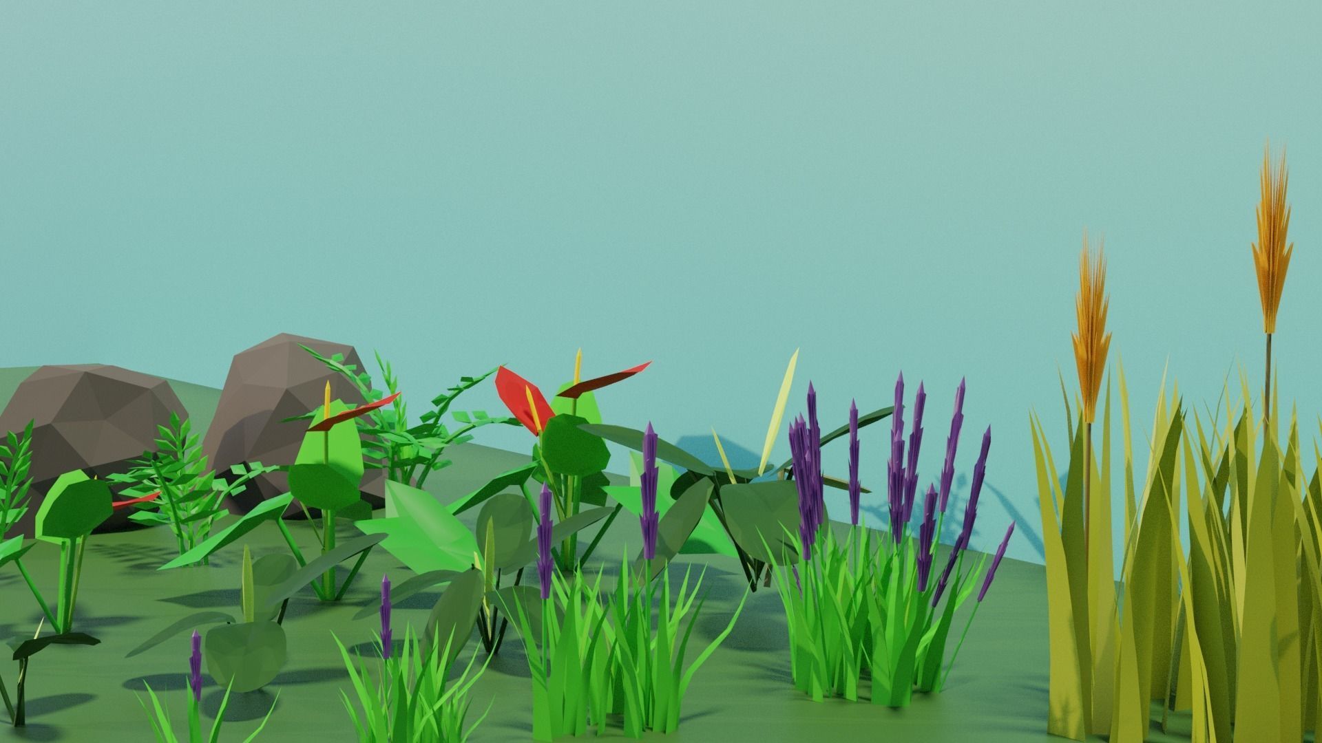 small plants collection Low-poly 3D model_19