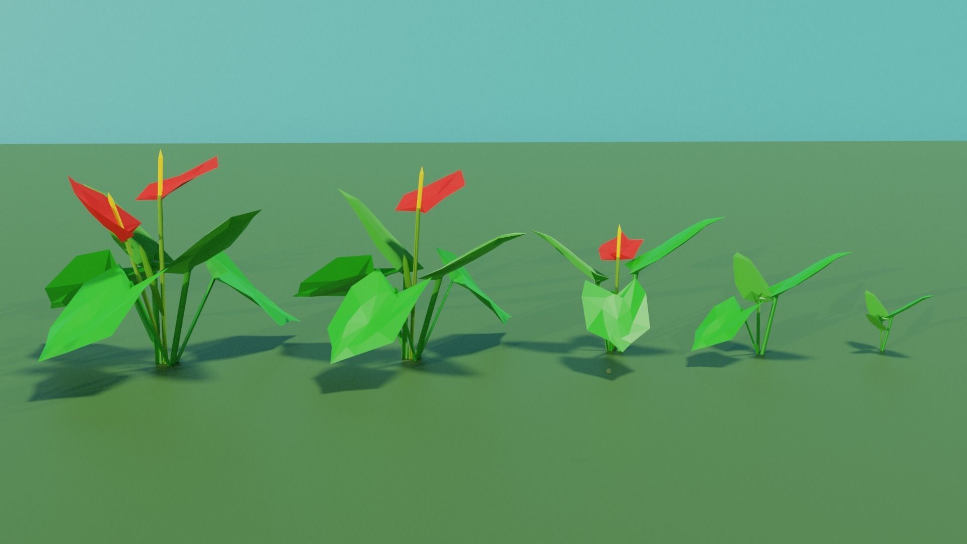 small plants collection Low-poly 3D model_7