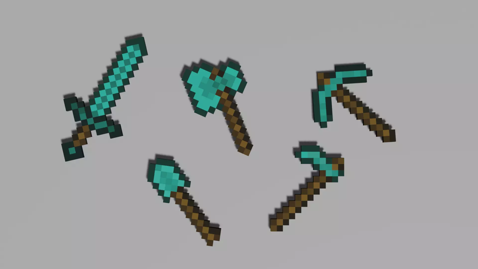 Minecraft Diamond Tools Free low-poly 3D model_0