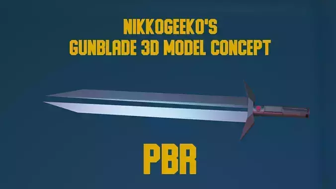 GunBlade - PBR Low-Poly sword Low-poly 3D model