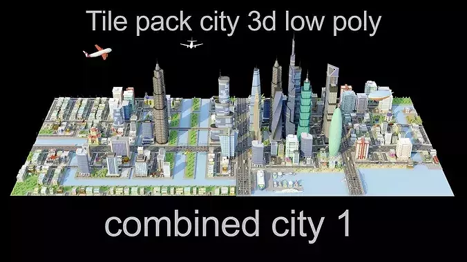 low poly city and characters 2 01 3D Model Pack 4