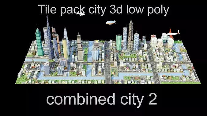 low poly city and characters 2 01 3D Model Pack 3