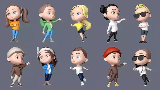 low poly city and characters 2 01 3D Model Pack 6