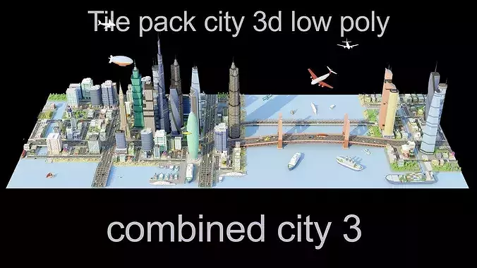 low poly city and characters 2 01 3D Model Pack 5