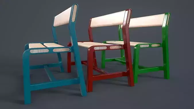 YPPERLIG Children table with bench and chair Low-poly 3D model 5