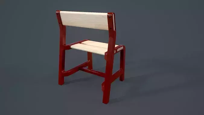 YPPERLIG Children table with bench and chair Low-poly 3D model 7