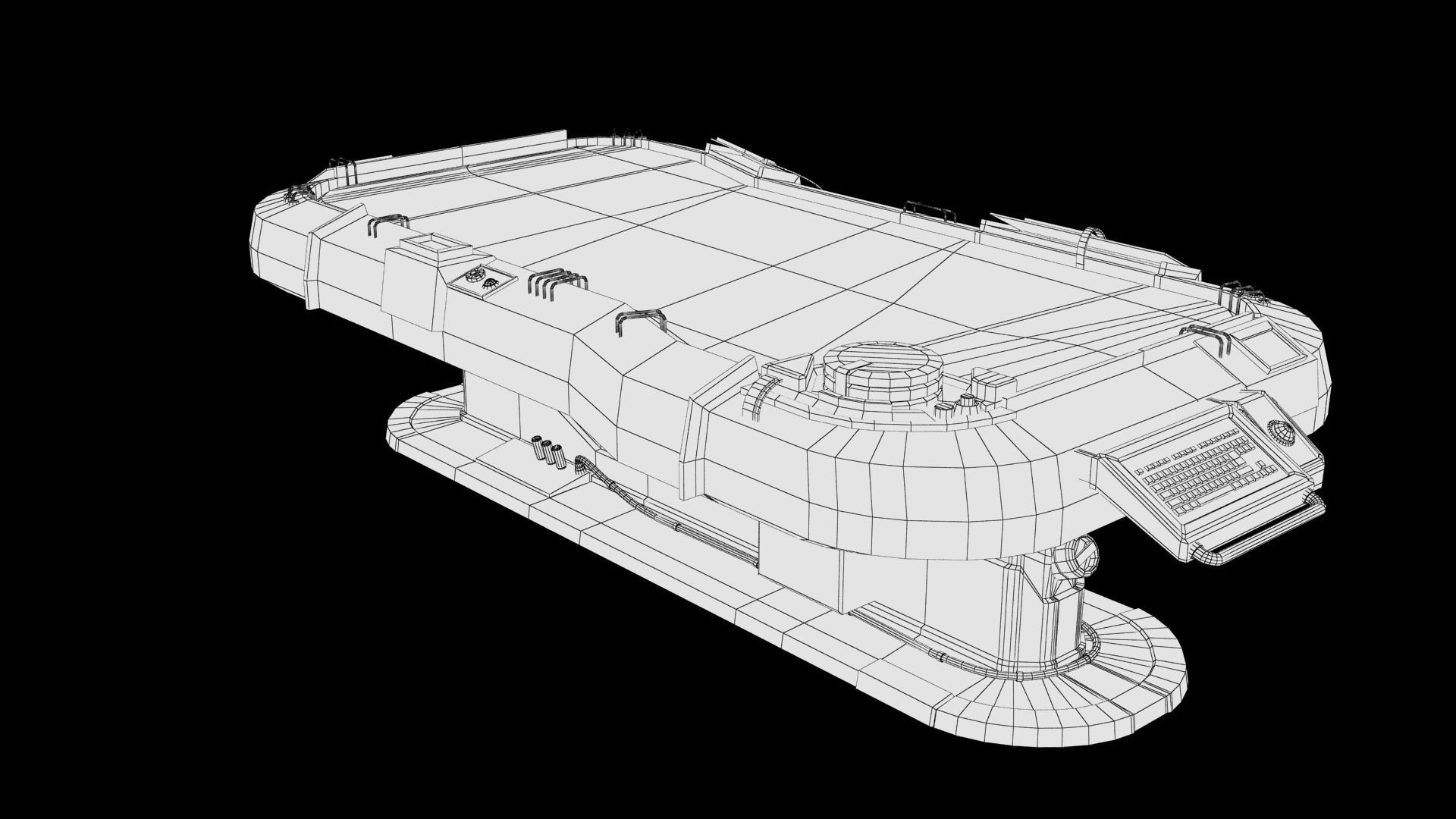Futuristic Table Low-poly 3D model_19
