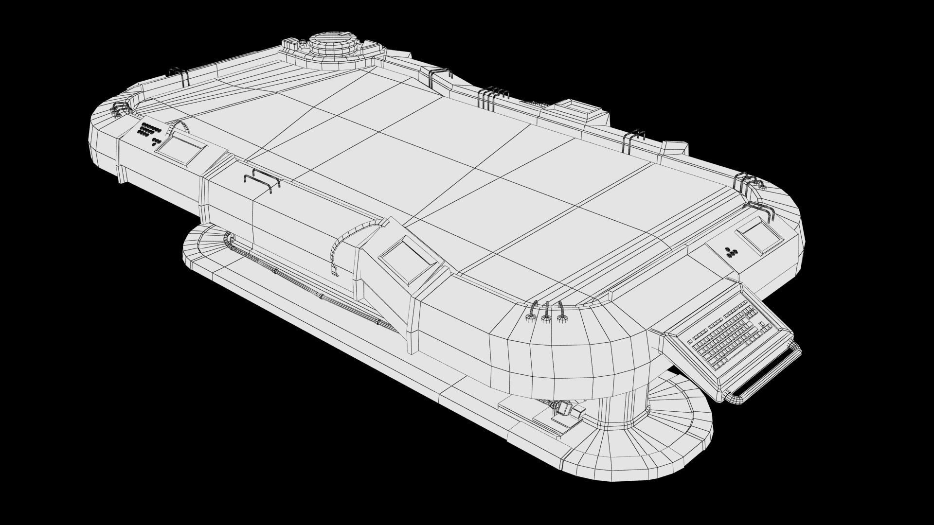 Futuristic Table Low-poly 3D model_16