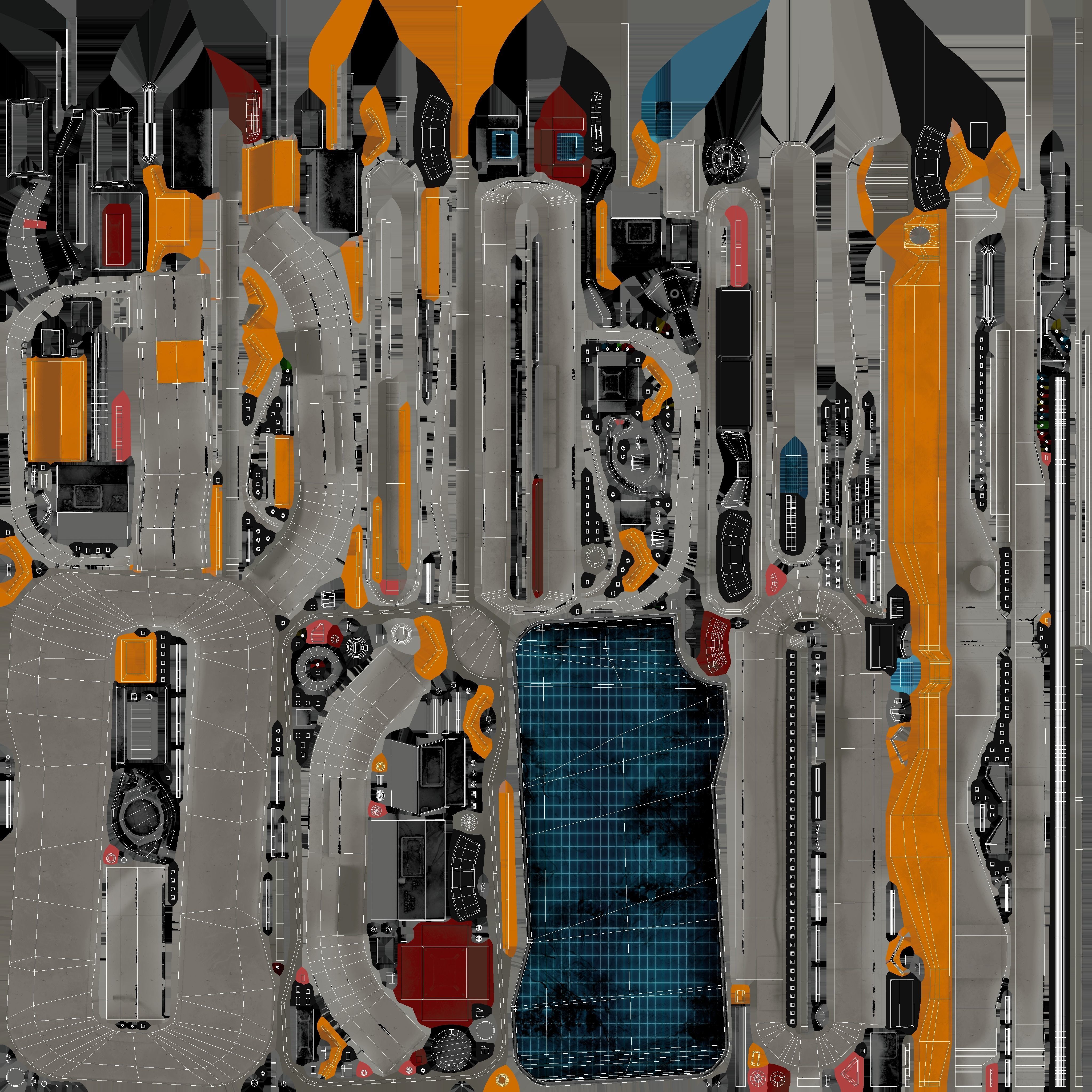 Futuristic Table Low-poly 3D model_13