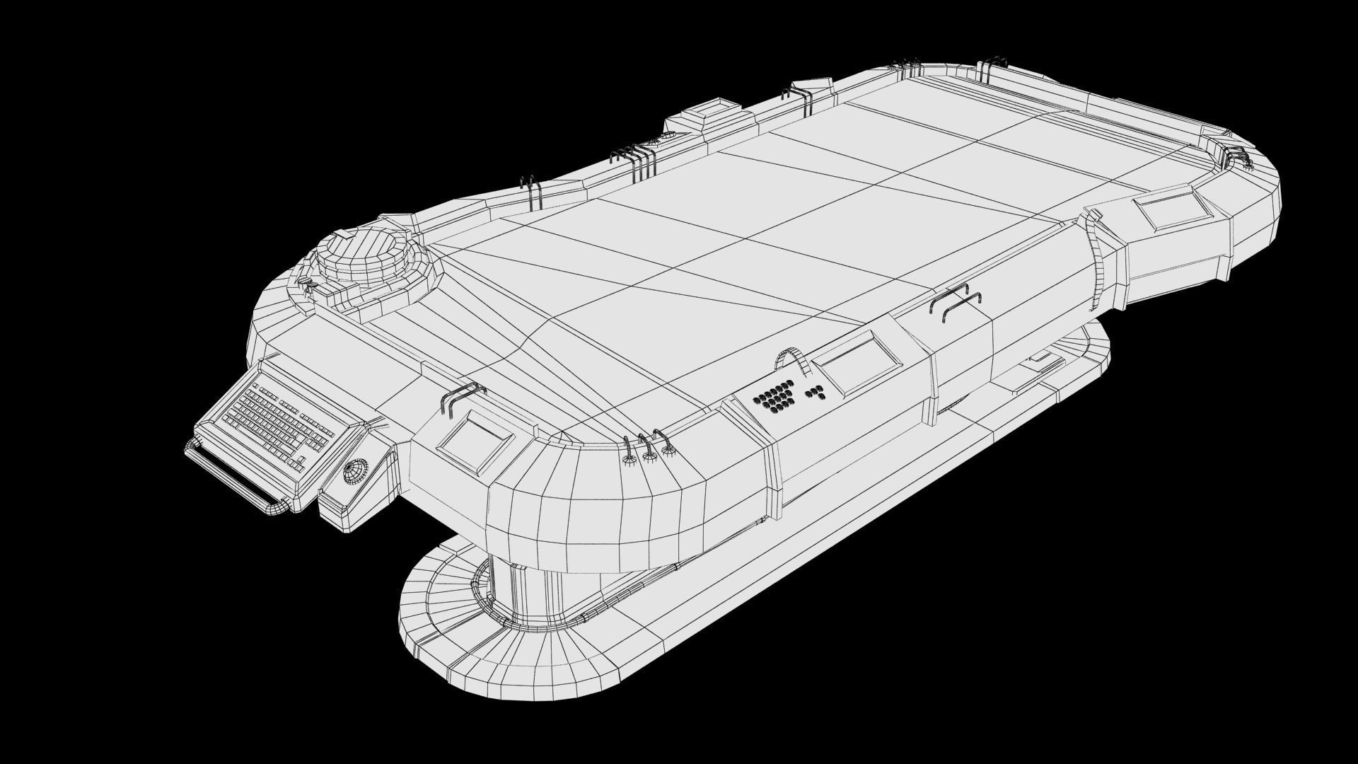 Futuristic Table Low-poly 3D model_14