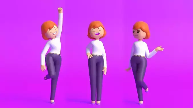 Minimal Girl Cartoon Character 3D model