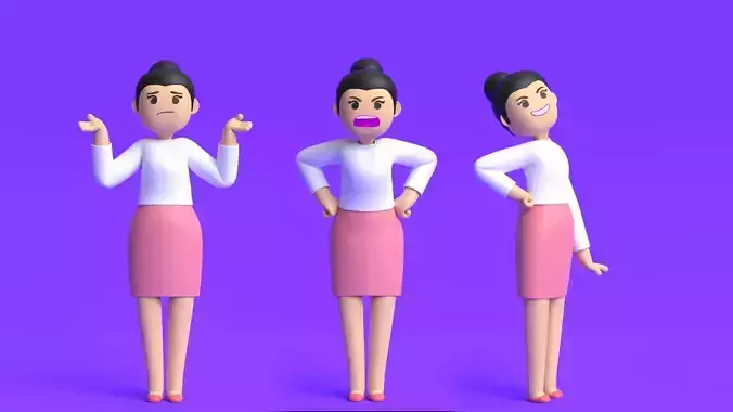 Minimal Women Cartoon Character