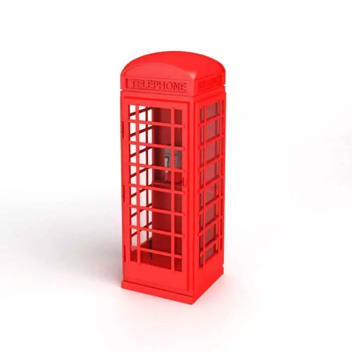 Retro Telephone Booth 3D model_0